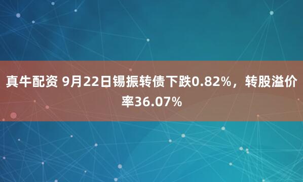 真牛配资 9月22日锡振转债下跌0.82%，转股溢价率36.07%
